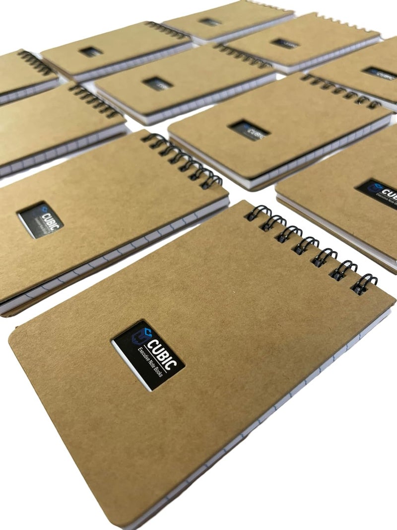CUBIC A7 Wiro Pocket Notebook - Pack of 12 (Kraft Paper Brown) | Palm Notebook | Spiral-Bound | Compact & Eco-Friendly Notepad for Office, School & Daily Use - Image 2