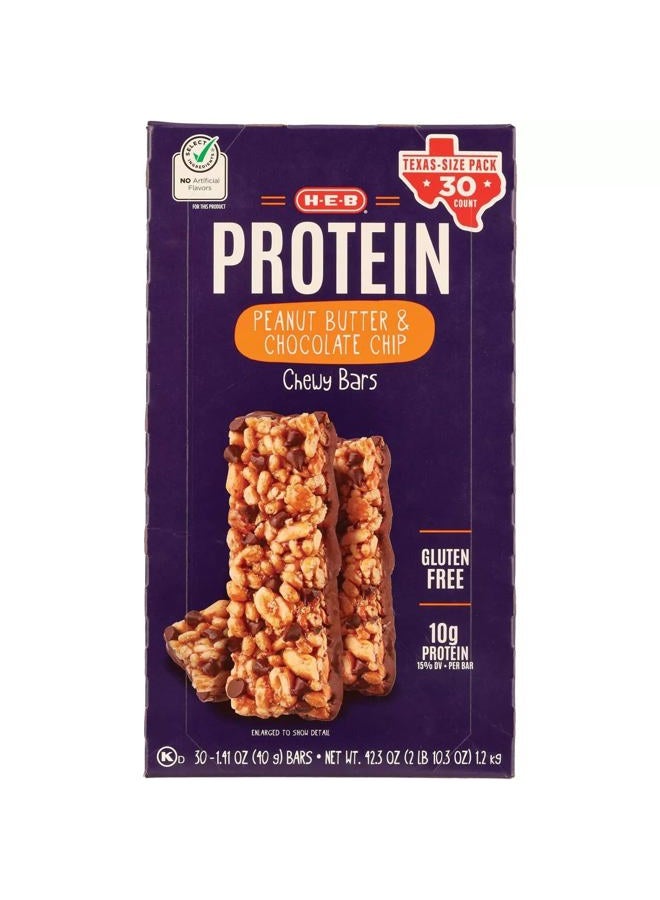 H‑E‑B Select Ingredients Protein Peanut Butter & Chocolate Chewy Bars Value Pack 30 Bars