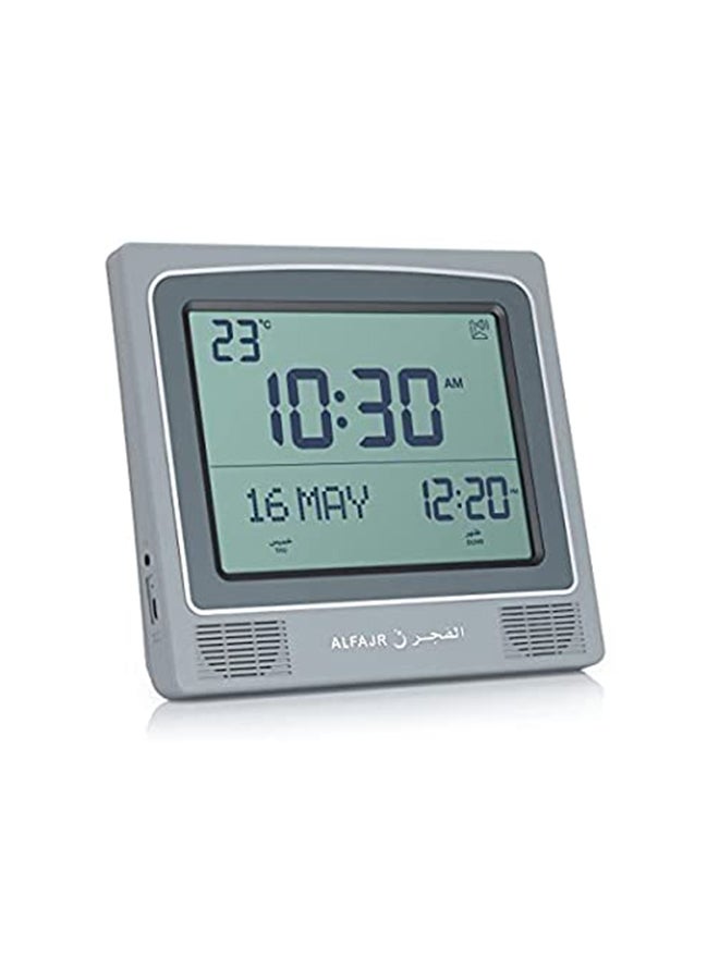 Al Fajr Digital Wall And Table Azan Clock For Prayer With Large LCD Display Plastic Square Grey 22 x 20cm - Image 1