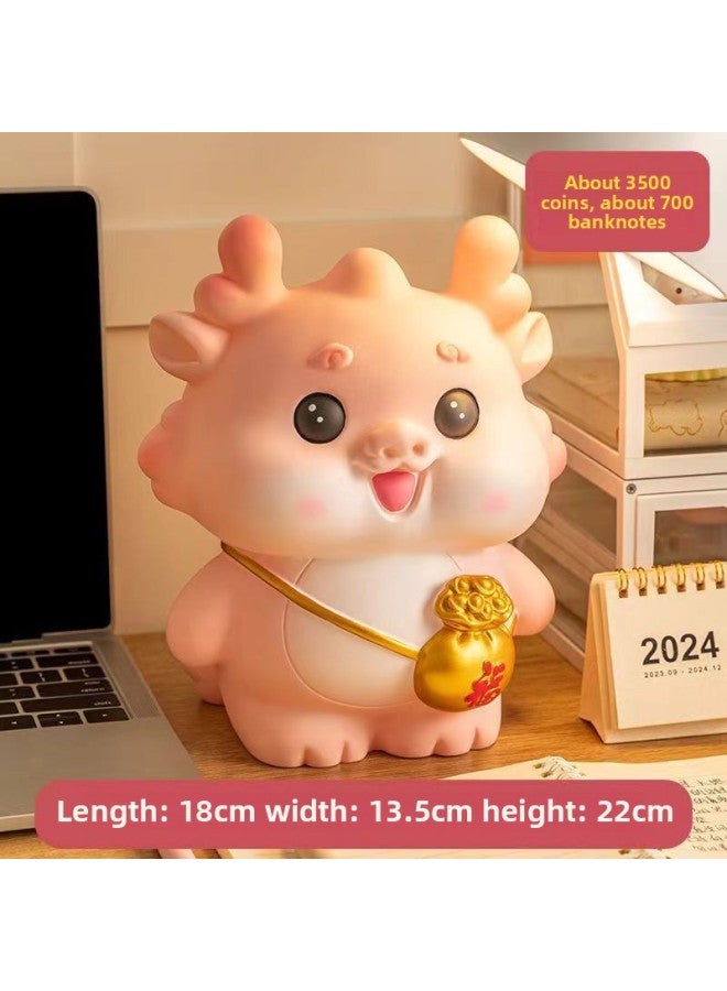 Zodiac Dragon Piggy Bank 2024 Only Can't Enter Large Capacity Savings Coin Bank Children's Day Gift-Color:[pink] Backpack Dragon-Size:Large Size [available For Storage And Retrieval] Preferred Gifts - Image 1