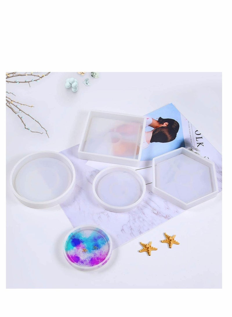 4 Pack Wave Agate Coaster Resin Casting Mould Silicone Making Epoxy Mould Clay Coaster Epoxy Resin Mould for Home Decoration Craft DIY
