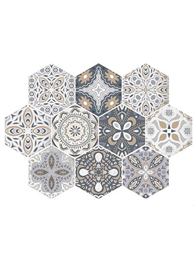 SYOSI استيكر أرضي غير قابل للانزلاق بشكل سداسي SYOSI، 10 قطع ملصقات بلاط مقاومة للماء مضادة للانزلاق، ملصقات ذاتية اللصق، فن ديكور منزلي، أدوات المطبخ، الحمام، غرفة النوم وديكور الحائط - Image 1