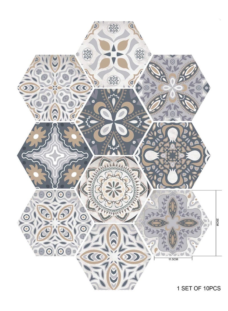 SYOSI استيكر أرضي غير قابل للانزلاق بشكل سداسي SYOSI، 10 قطع ملصقات بلاط مقاومة للماء مضادة للانزلاق، ملصقات ذاتية اللصق، فن ديكور منزلي، أدوات المطبخ، الحمام، غرفة النوم وديكور الحائط - Image 2