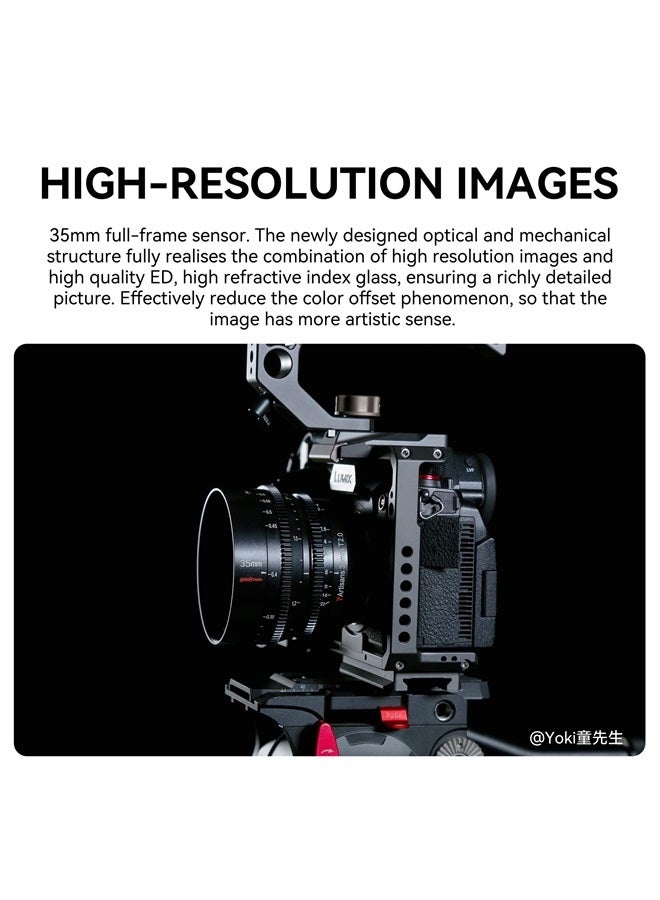 7artisans 35mm T2.0 Large Aperture Full Frame Cine Lens L-Mount, Manual Focus Low Distortion Cinema Lens Mirrorless Cameras Compatible for Sigma FP, Panasonic S1 S1H S5, Leica SL SL2, Black - Image 4