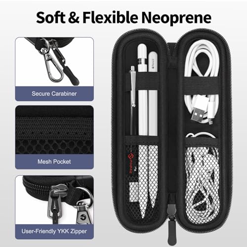 Fintie Pen Holder Case for Apple Pencil Pro, Apple Pencil (USB-C / 1st / 2nd Generation), Soft Neoprene Zipper Carrying Bag Sleeve Pouch for Samsung Stylus, Surface Pen, Black - Image 2