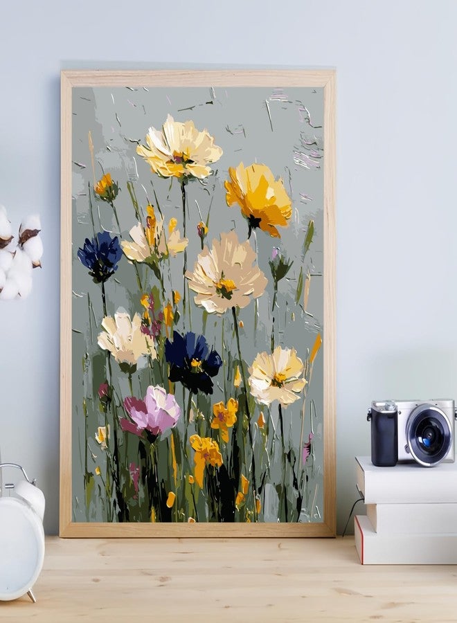 مجموعة الرسم بالأرقام CHWGLFGG للمبتدئين البالغين، مجموعة الرسم بالأرقام للزهور البرية على قماش، لوحة زيتية أكريليك سهلة الرسم بالأرقام لتزيين جدران المنزل مقاس 16 × 20 بوصة (بدون إطار) - Image 2