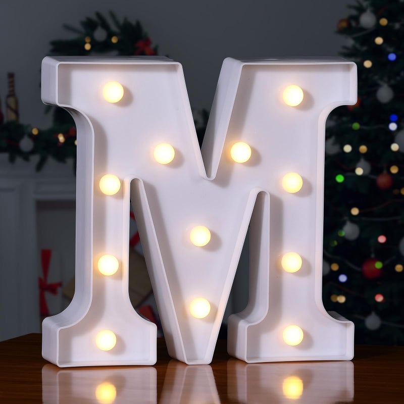 Foaky Foaky LED Letter Lights Sign Marquee Light Up Letters Sign for Night Light WeddingBirthday Party Battery Powered Christmas Lamp Home Bar DecorationM Sign