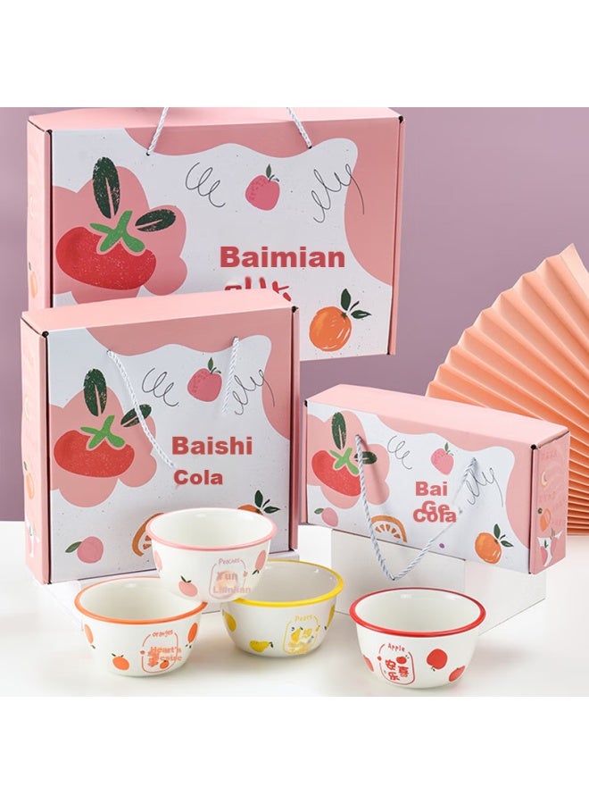 Canjiangjun Ceramic Tableware Set, Housewarming Gift, Rice Bowls, Persimmon And Cola Bowl Set, 4-piece Gift Box Set - Image 5