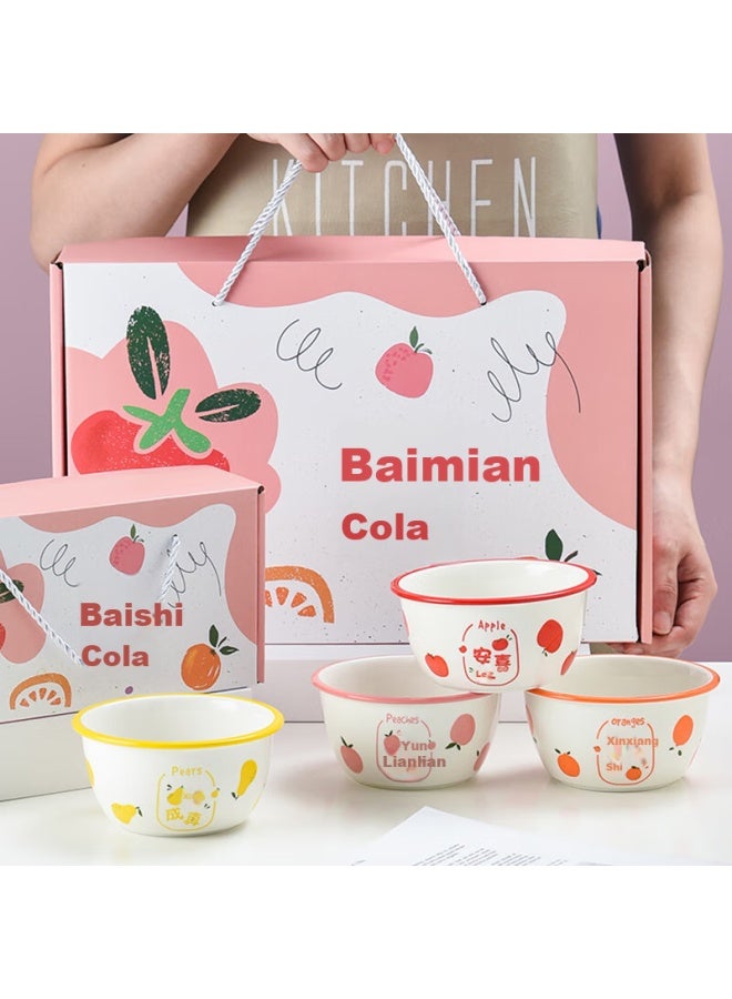 Canjiangjun Ceramic Tableware Set, Housewarming Gift, Rice Bowls, Persimmon And Cola Bowl Set, 4-piece Gift Box Set - Image 4