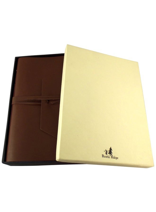 Rustic Ridge Leather Large Genuine Expedition Journal/Sketchbook with Gift Box - 380 Pages - 9" x 12" - Vintage Style - Rich Dark Brown - Image 3