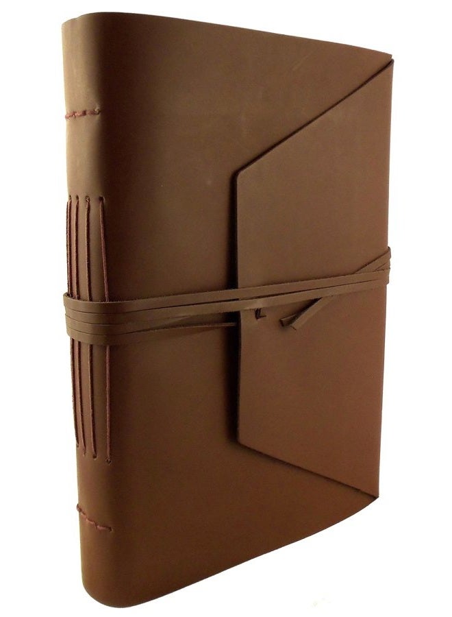 Rustic Ridge Leather Large Genuine Expedition Journal/Sketchbook with Gift Box - 380 Pages - 9" x 12" - Vintage Style - Rich Dark Brown - Image 5