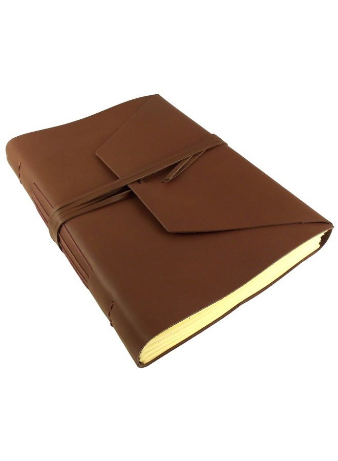 Rustic Ridge Leather Large Genuine Expedition Journal/Sketchbook with Gift Box - 380 Pages - 9" x 12" - Vintage Style - Rich Dark Brown - Image 2