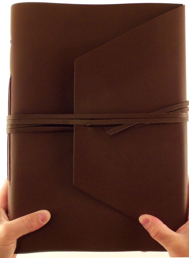 Rustic Ridge Leather Large Genuine Expedition Journal/Sketchbook with Gift Box - 380 Pages - 9" x 12" - Vintage Style - Rich Dark Brown - Image 1