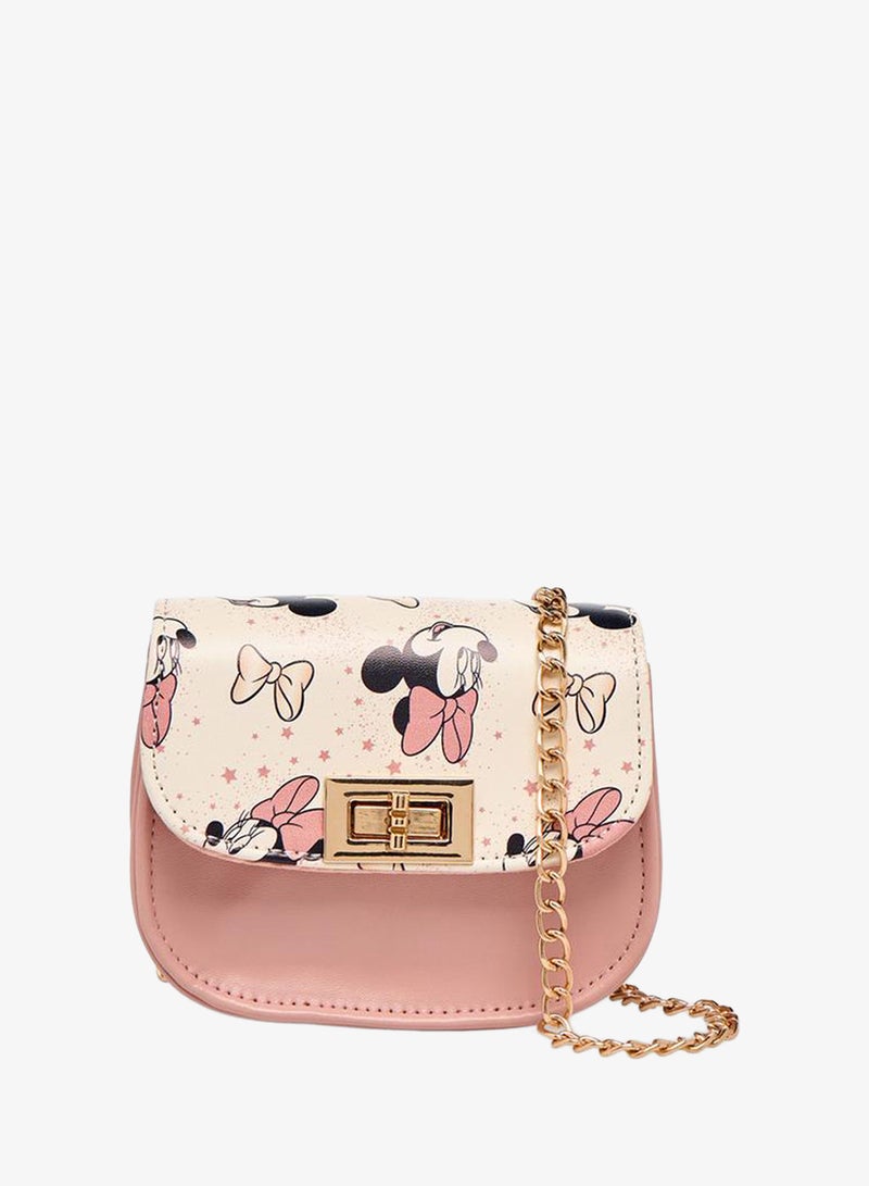 Disney Minnie Mouse Print School Crossbody Bag With Detachable Chain Strap - 5x9.5x12 CM - Image 2