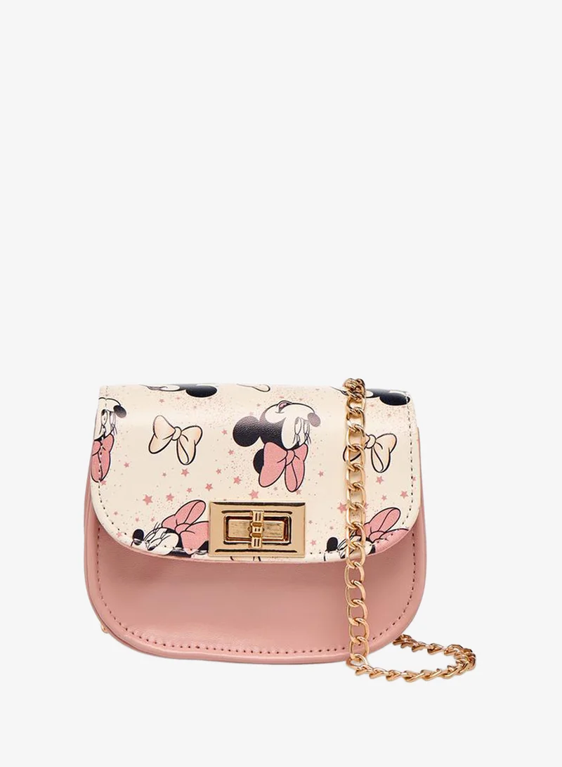 Minnie Mouse Print School Crossbody Bag With Detachable Chain Strap - 5x9.5x12 CM