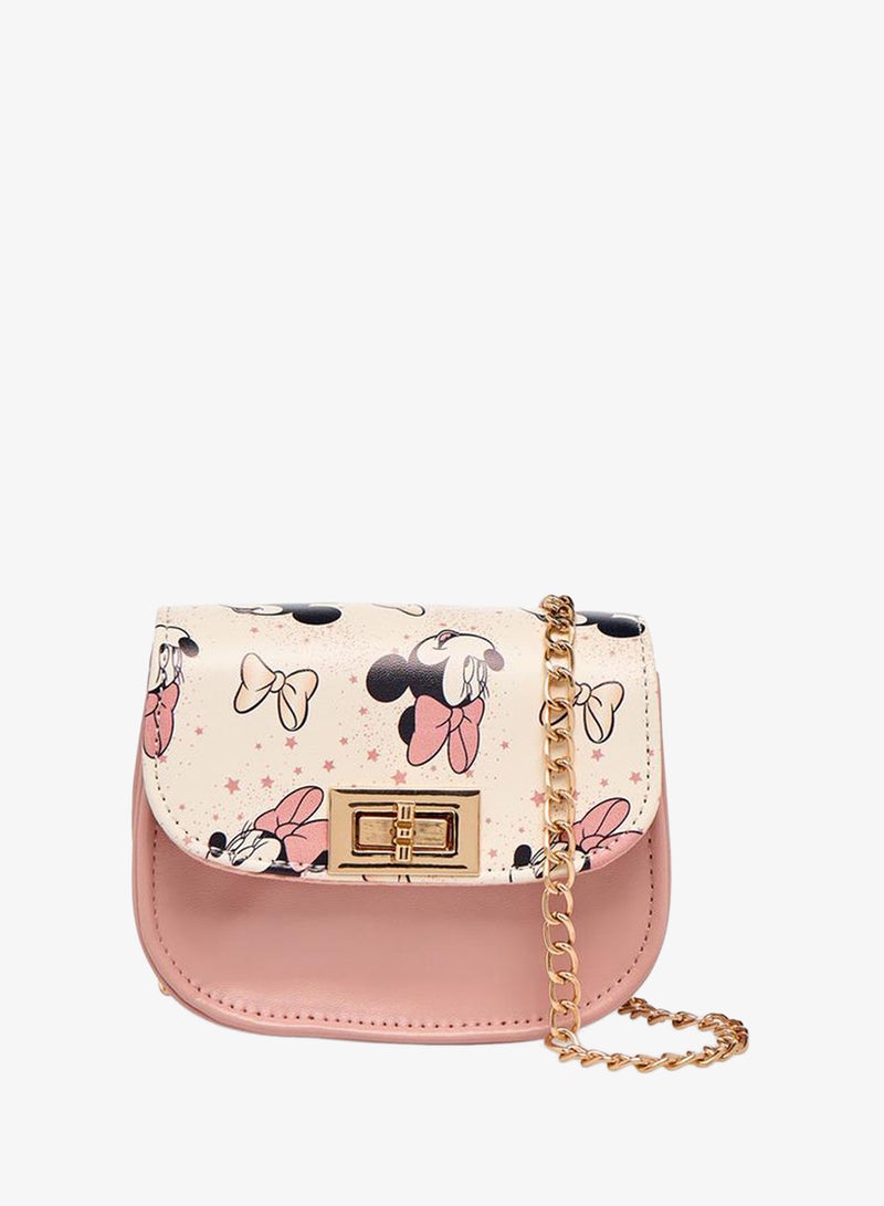 Disney Minnie Mouse Print School Crossbody Bag With Detachable Chain Strap - 5x9.5x12 CM - Image 1