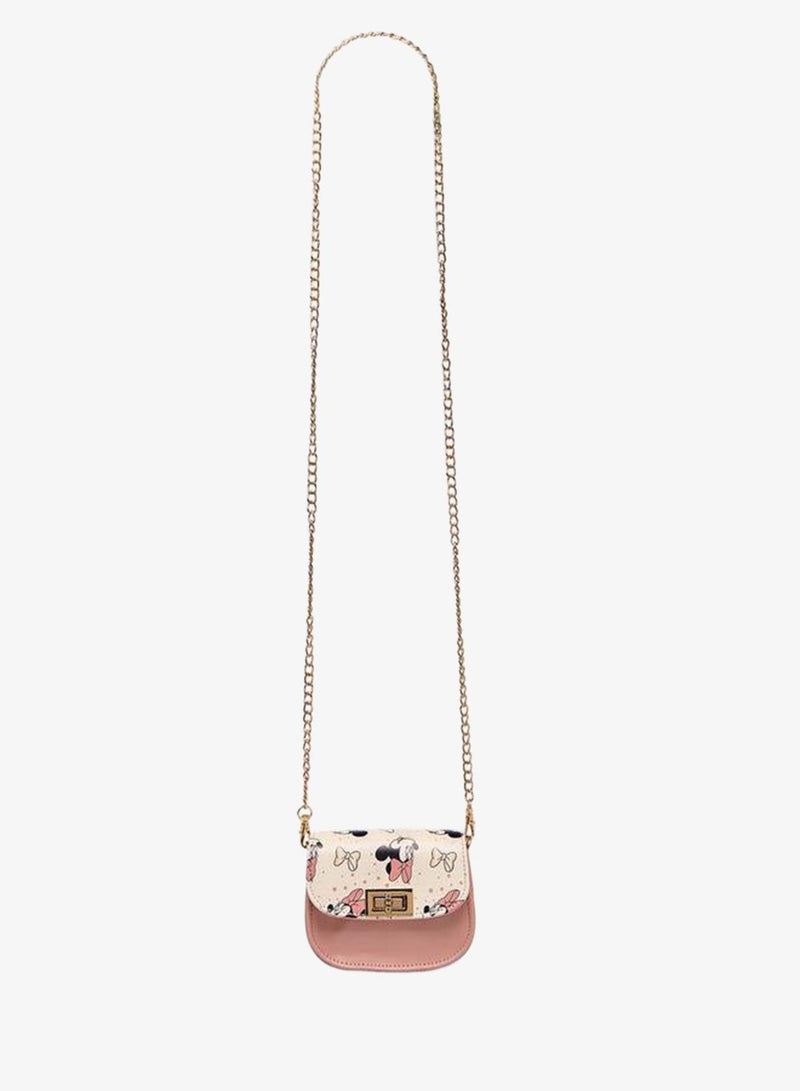 Disney Minnie Mouse Print School Crossbody Bag With Detachable Chain Strap - 5x9.5x12 CM - Image 3