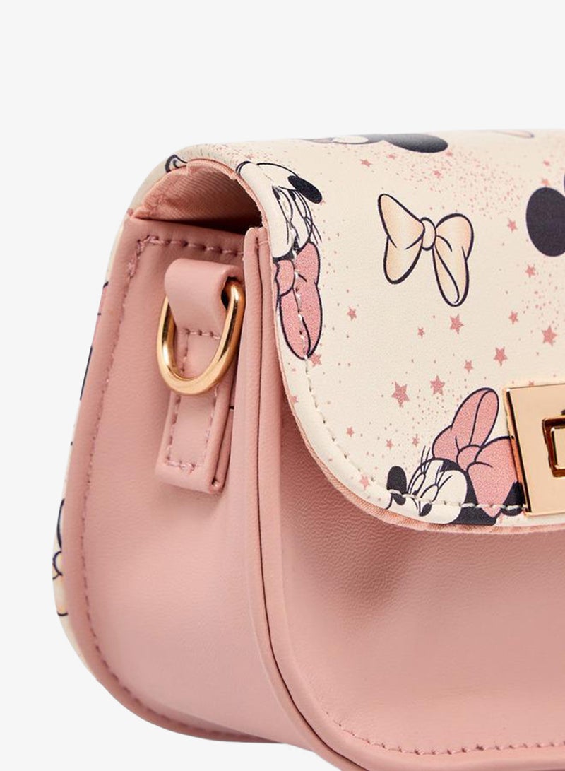 Disney Minnie Mouse Print School Crossbody Bag With Detachable Chain Strap - 5x9.5x12 CM - Image 4