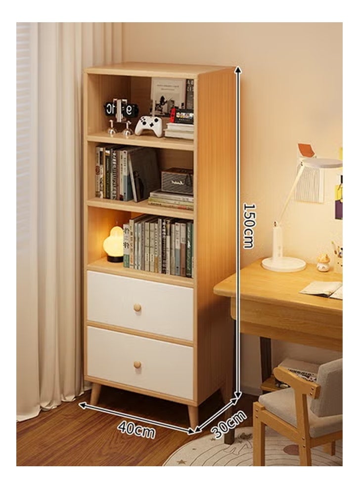 كلناميان رف تخزين متعدد الطبقات للكتب، خزانة عرض أنيقة لغرفة المعيشة، 40 سم، لون بيج - Image 2