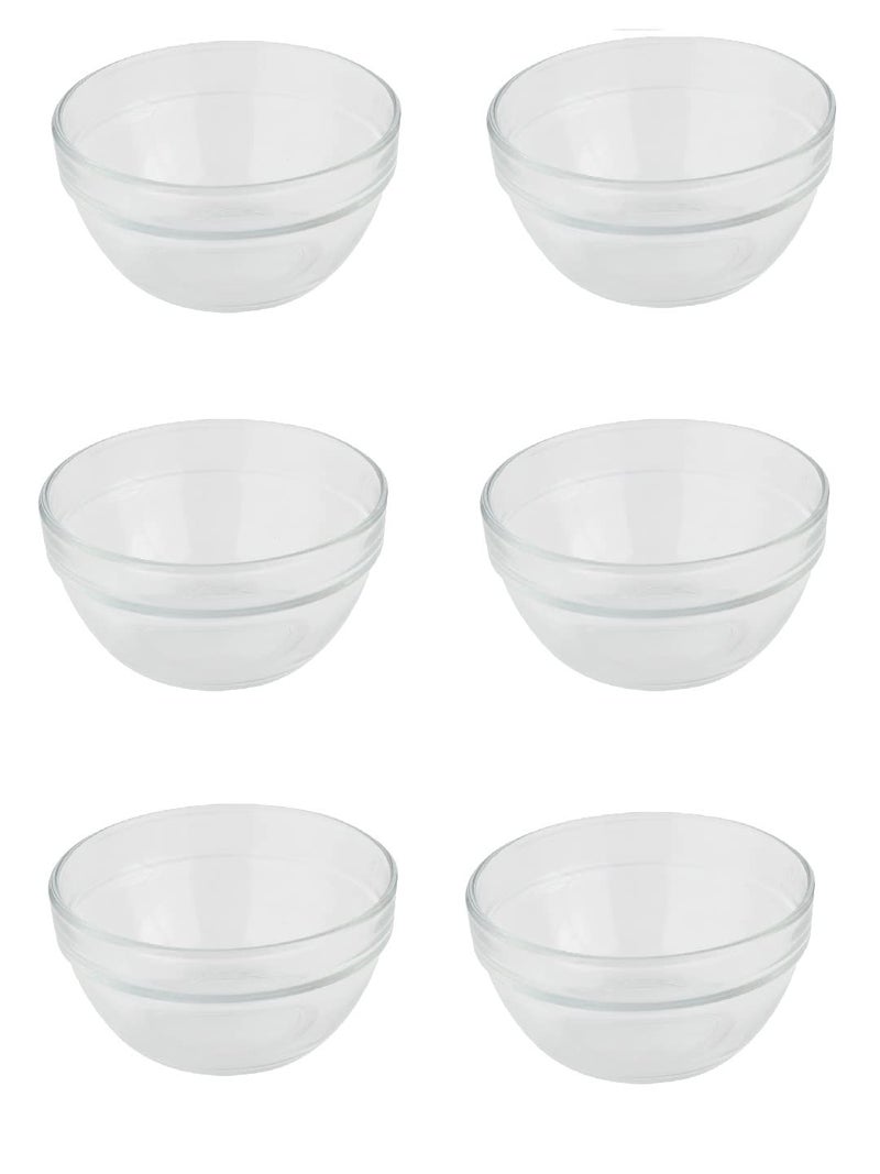 Uniglass Stackable Dessert Glass Bowls Set Transparent 240ml Set of 6 - Image 1