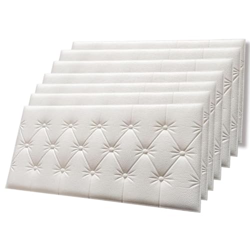 ASTADHYAY 3D Self Adhesive Foam White Wallpaper Panels for Wall Living Room Bedroom Kitchen Self Adhesive Soft Cushion PE Foam 3D Wallpaper(35 X 70cm)(Colour:White) (3D Wallpaper Panel(Pack of 8)) - Image 1