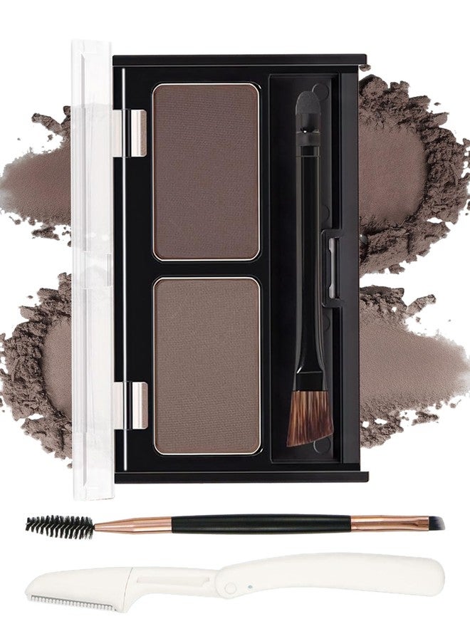 DuaTana Eye Brow Powder Kit for Women,2 Colors Waterproof Eyebrow Powder Tinted Palette Brown Dark Brown Long-Lasting,Brow Fill&Sculpt Natural Eyebrow Contour Eyeshadow Mother’s Gift with Brow Brush &Razor-03 - Image 1