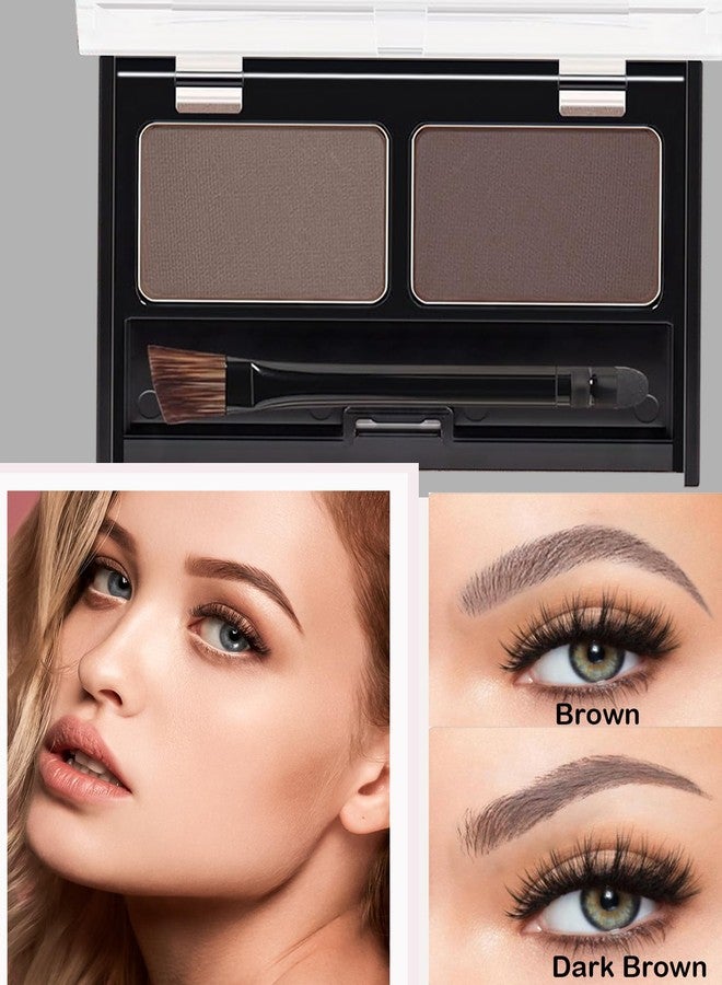 DuaTana Eye Brow Powder Kit for Women,2 Colors Waterproof Eyebrow Powder Tinted Palette Brown Dark Brown Long-Lasting,Brow Fill&Sculpt Natural Eyebrow Contour Eyeshadow Mother’s Gift with Brow Brush &Razor-03 - Image 2
