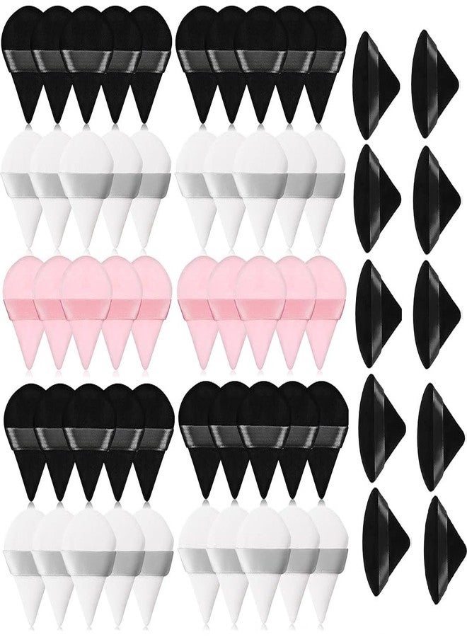 DATNASAYAD 61 Pieces Triangle Cosmetic Loose Powder Puffs Washable Reusable Soft Plush Foundation Sponge for Face Body Wet Dry Makeup Tool- Multicolor Pack of 61 - Image 1