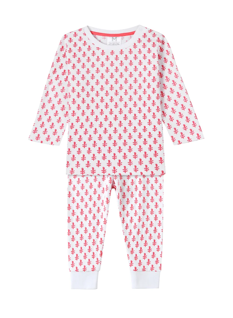 مالابار بيبي طقم بيجامات قطنية محبوكة للأطفال الصغار والكبار مدينة وردية