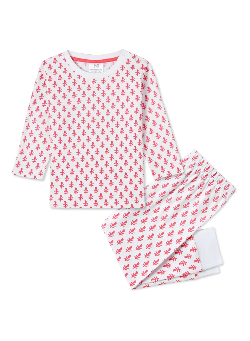 مالابار بيبي طقم بيجامات قطنية محبوكة للأطفال الصغار والكبار مدينة وردية