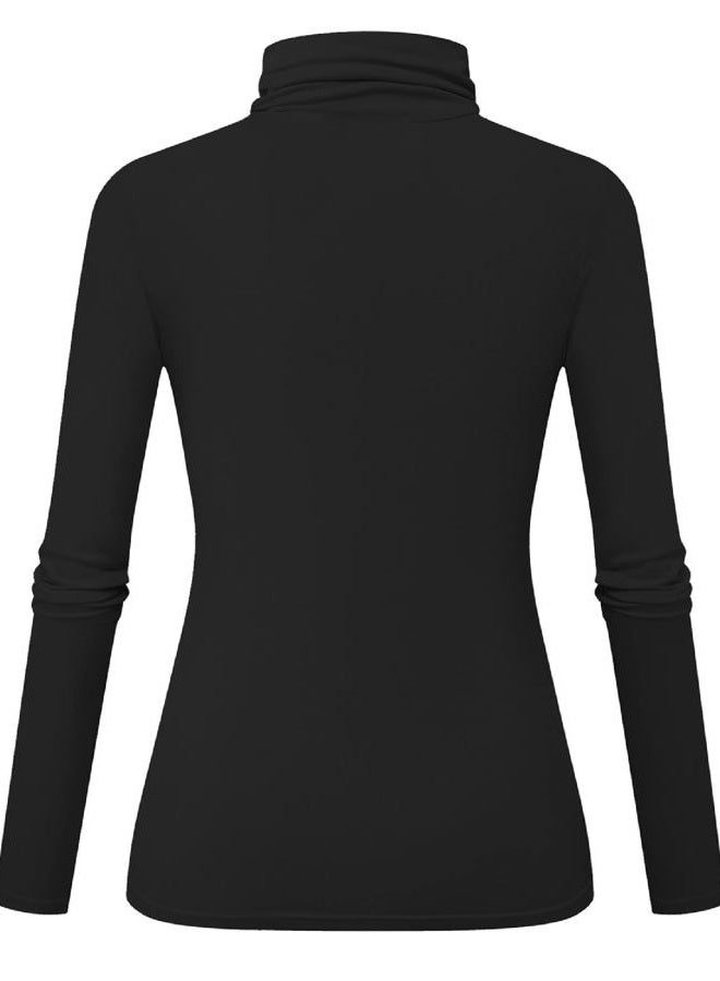 Herou Black Turtle Neck Top Stretch Pullover for Women X-Large - Image 2