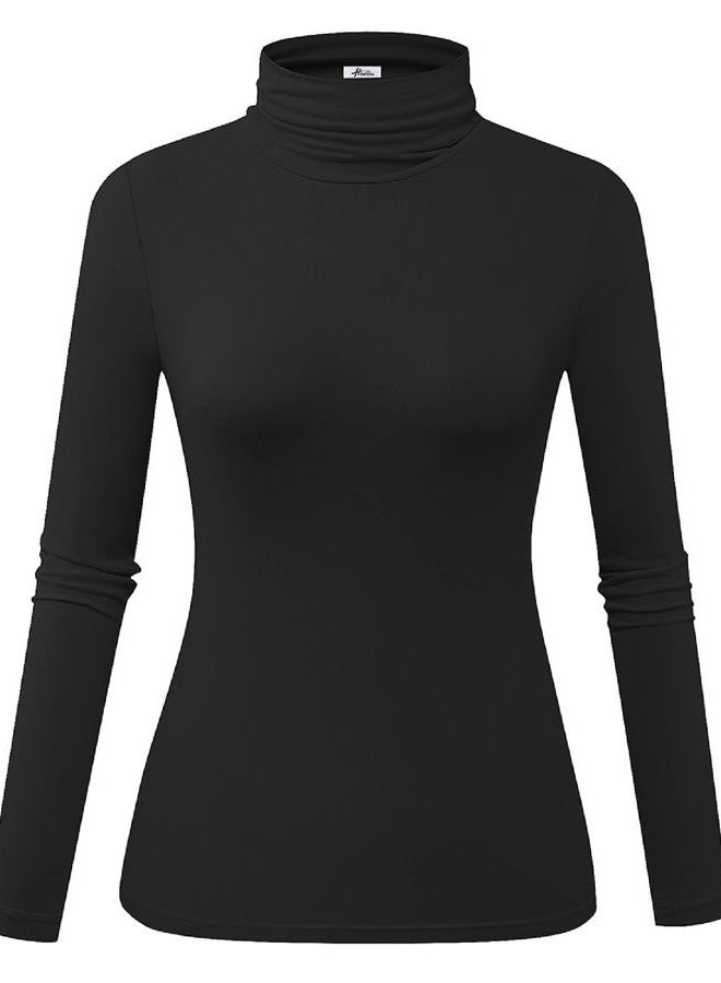 Herou Black Turtle Neck Top Stretch Pullover for Women X-Large - Image 1
