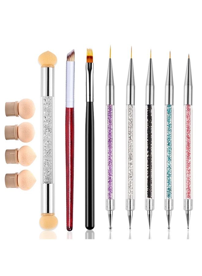 WOKOTO 8 Pcs Ombre Nail Brush Nail Art Brushes Set With 4 Nail Sponges Tips Ombre Brush For Gel Nails Gradient Nail Brushes For Ombre Acrylic Nail Art Liner Brushes Dotting Tools With Different Size - Image 1