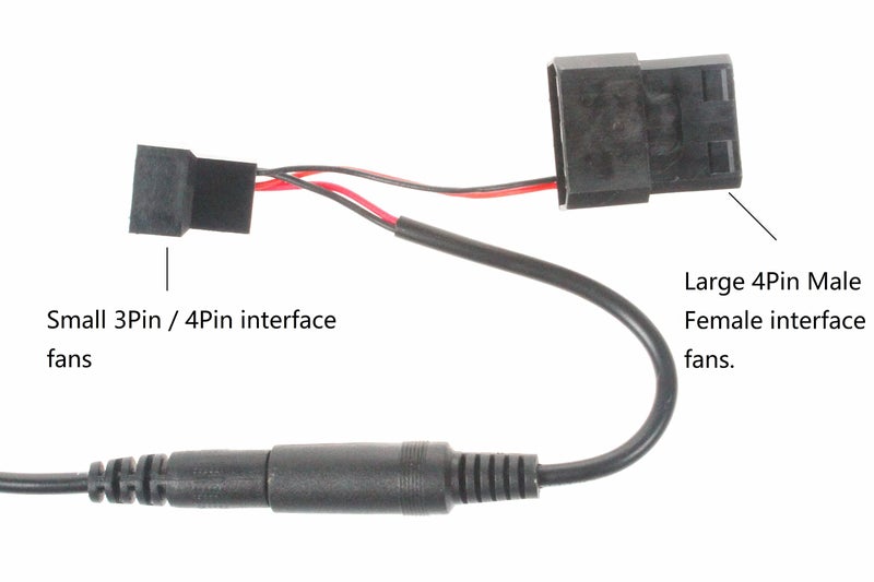 NOYITO محول طاقة مروحة DC 12V 2A مروحة مزود طاقة خارجي مناسب لموصل D-Port 3-Pin 4-Pin ذكر أنثى للمراوح المبردة - Image 3