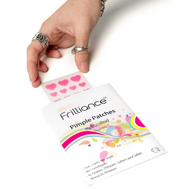 Frilliance Pink Heart Shaped Hydrocolloid Acne Pimple Patches for Zits and Blemishes 18 Count 2 Sizes Spot Treatment Stickers for Face  Skin Vegan and Cruelty Free