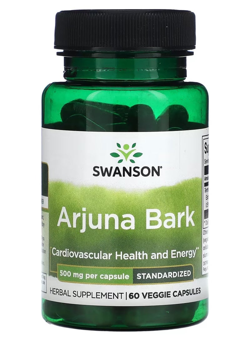 سوانسون، لحاء أرجونا، موحد، 500 ملغ، 60 كبسولة نباتية