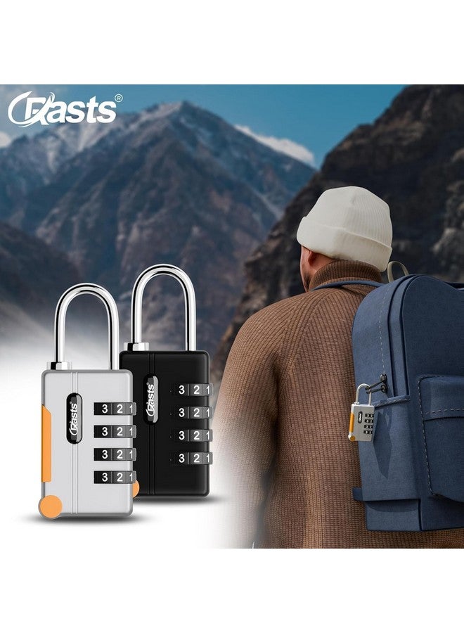 Crasts Luggage Number Lock - 4 Digit Combination Padlocks with a Hardened Steel Shackle - Travel Locks for Suitcases & Bag Number Locks (Black,Silver) - Image 3