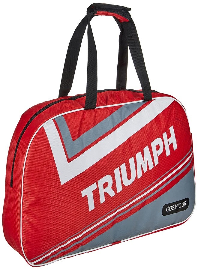 ترايامف مضرب تنس الريشة Triumph Wizard Graphite خفيف الوزن مع أوتار، وحقيبة Cosmic-6R ذات حجرتين، باللونين الأحمر والرمادي. - Image 3