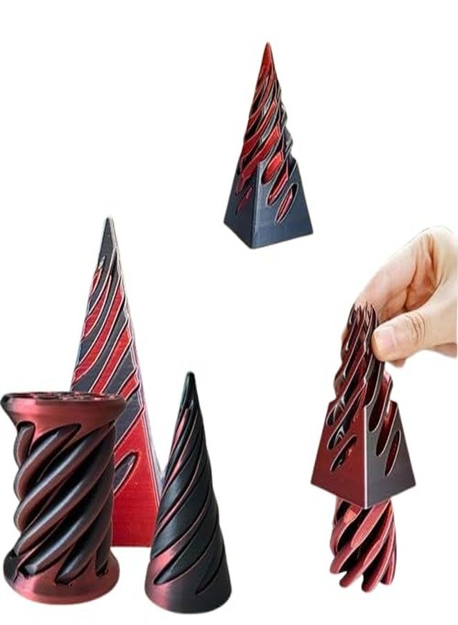 3D CRAFT 3D Spiral Twist Cone Fidget Toy,Multicolor,Figure Toy, Rotating Design, Pack of 1 (Pice-3) (Black and Brown) - Image 1
