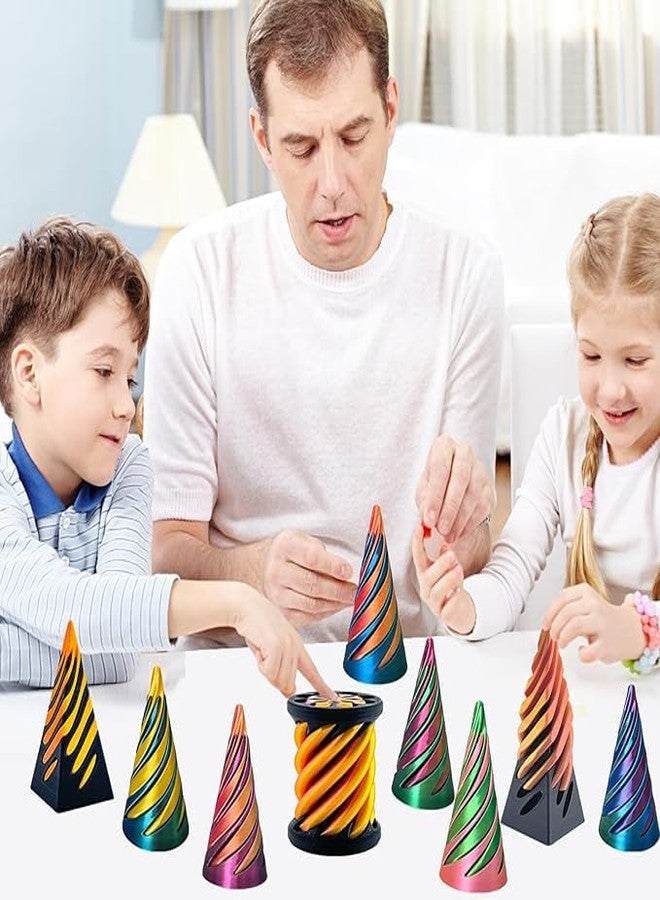 3D CRAFT 3D Spiral Twist Cone Fidget Toy,Multicolor,Figure Toy, Rotating Design, Pack of 1 (Pice-3) (Black and Brown) - Image 3
