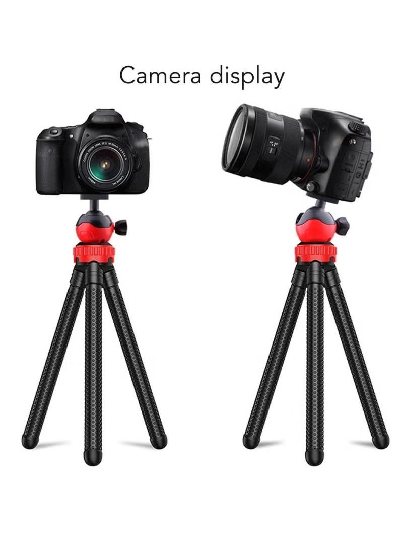 TIGER - Camera Stand – Multi-Angle Flexible Octopus Tripod with 360° Rotation | Universal Spider Tripod Holder for Smartphones, GoPro, DSLR & Action Cameras | Portable Lightweight Tripod Stand for Vlogging, Photography, Travel & Live Streaming – Black/Red - Image 1