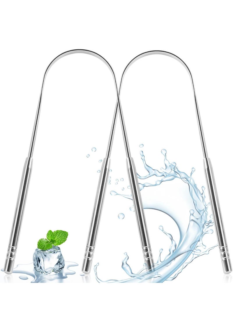 ALIVER 2pack Tongue Scraper Stainless Steel Tongue Cleaners with Travel Box Tongue Cleaner Tool for Oral Hygiene Fresh Breath Reduce Bad Breath Reusable Tongue Scrapers for Adults Silver  - Image 4