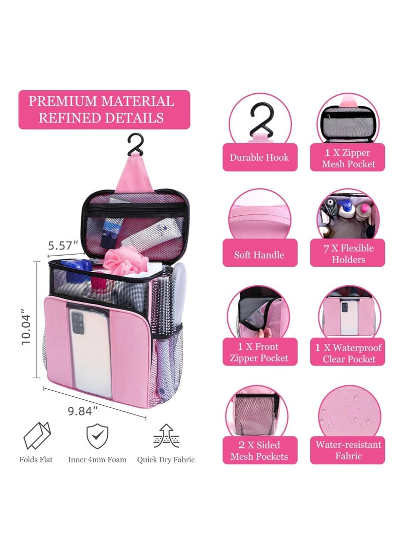 Excefore علبة لوازم التنظيف، علبة الدش المحمولة، أساسيات غرفة النوم لطلاب الجامعات البنات، سلة تنظيم الدش البلاستيكية المحمولة للتخزين / دلو للمنزل والحمام والمطبخ - Image 3