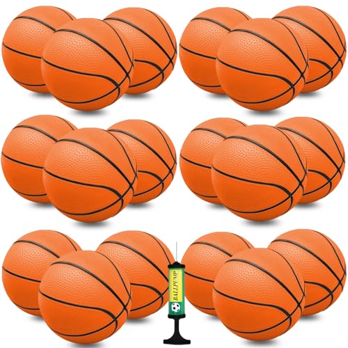Oleitodh 18 Pcs 5 Mini Basketball Set with Pump PVC Small Basketball for Over The Door Hoop Games Party Favors Indoor Outdoor Play Adults Kids Pool Beach - Image 1