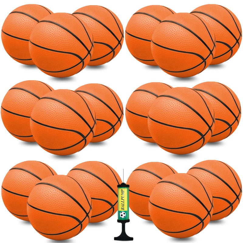 Oleitodh 18 Pcs 5 Mini Basketball Set with Pump PVC Small Basketball for Over The Door Hoop Games Party Favors Indoor Outdoor Play Adults Kids Pool Beach - Image 3