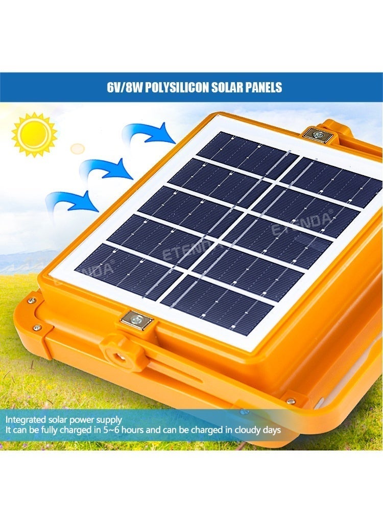 ETENDA Solar-Powered Dual-Color Portable Camping Floodlight - Camping Atmosphere Expert & Industrial-Grade Emergency Light | IP66 Waterproof + Emergency Phone Charger + Strong Magnetic Hanging | Essential for Camping/Home Emergency Use - Image 3