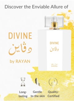 Rayan RAYAN DIVINE Perfume for Women - Long Lasting Arabian Eau De Parfum, 100mL (3.34 Fl oz), White Floral Garden, Jasmine, Orange Blossom, William Pears & Amberwood - Ideal Gift for Her for Ramadan & Eid  - Image 3