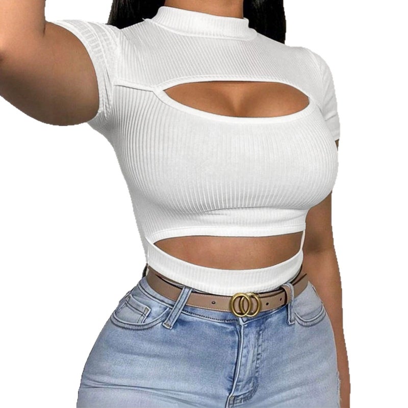 Women's Mock Neck Short Sleeve T-Shirt - Image 5