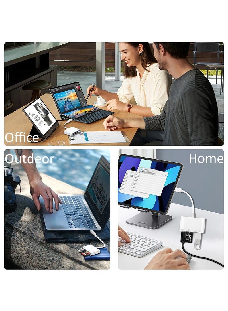 يو إس بي قارئ بطاقة SD USB C، محول Micro SD إلى النوع C، قارئ بطاقة SD، محول 4 في 1 من النوع C OTG قارئ بطاقة ذاكرة الكاميرا TF/SD فتحة مزدوجة - Image 5