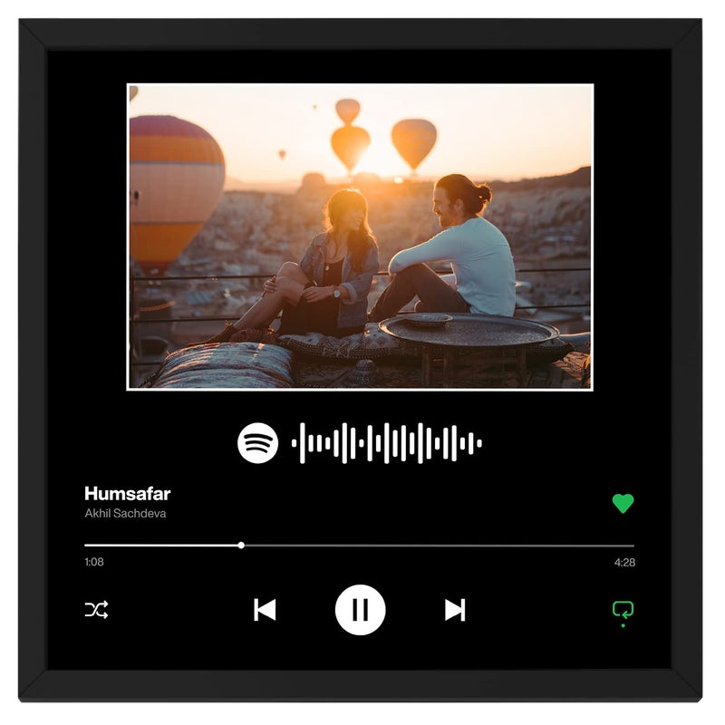 Ritwikas Personalized Spotify Song Link Qr Code With Your Picture Gift For Friend Girlfriend Boyfriend Couple Spouse Size 135 x 135 IN Set of 1 Black Background
